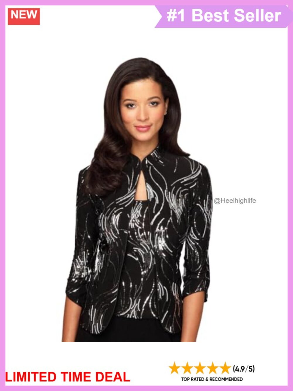 Women's Glitter Knit Twinset Blazer & Cami Formal Party Suit Set